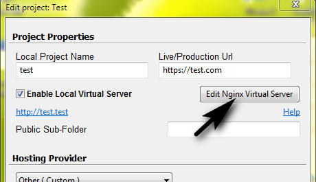 Edit Nginx Local Virtual Server